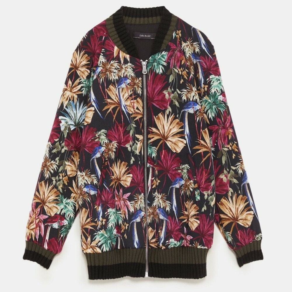 Zara FLORAL PRINT BOMBER JACKET Tropical/Hawaiian